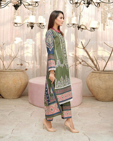 Designer Three Piece | Digital Printed Embroidered | Premium Doria Khaddar