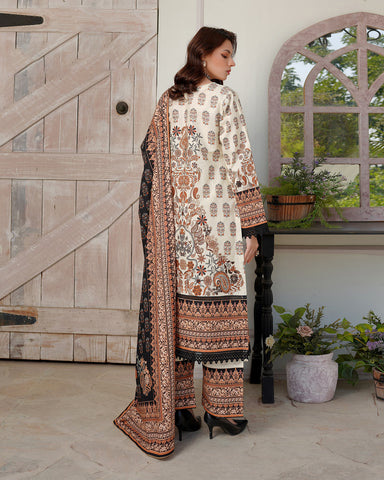 Designer Three Piece | Digital Printed Embroidered | Premium Doria Khaddar