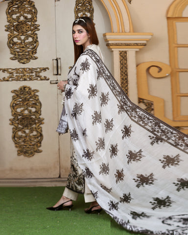 Designer Embroidered Three Piece | Jal Parri | Khaddar