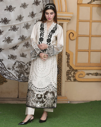 Designer Embroidered Three Piece | Jal Parri | Khaddar