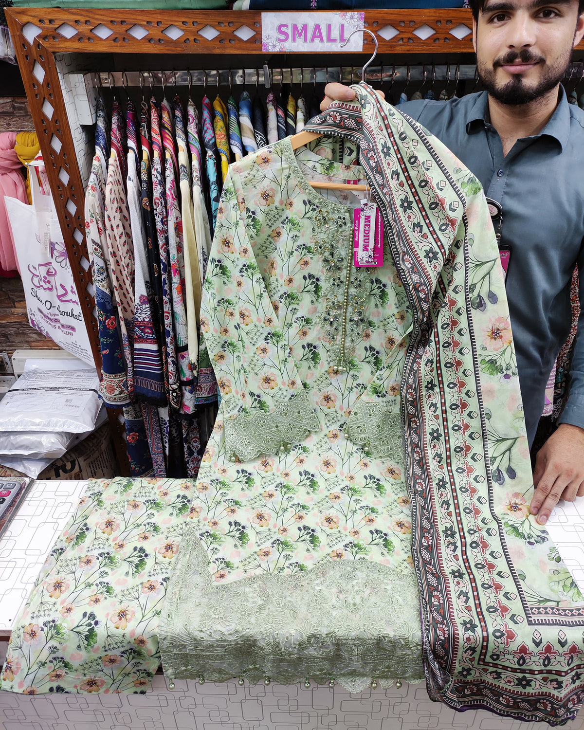 Designer Three Pieces | Printed Embroidered | Voile Lawn