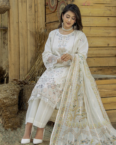 Designer Three Pieces | Sequins Embroidered Shirt | Airjet Lawn