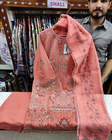 Designer Three Pieces | Sequins Embroidered Shirt | Airjet Lawn