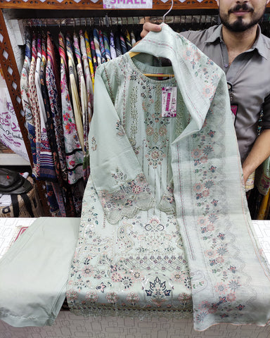 Designer Three Pieces | Sequins Embroidered Shirt | Airjet Lawn