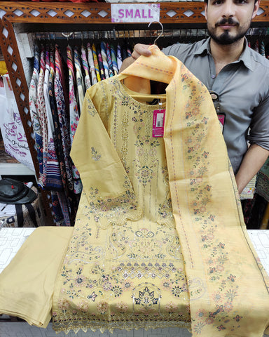 Designer Three Pieces | Sequins Embroidered Shirt | Airjet Lawn