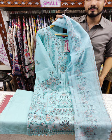 Designer Three Pieces | Sequins Embroidered Shirt | Airjet Lawn
