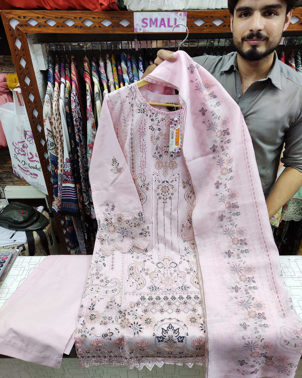 Designer Three Pieces | Sequins Embroidered Shirt | Airjet Lawn