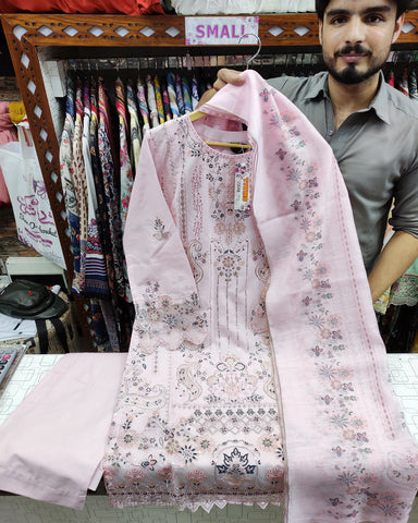 Designer Three Pieces | Sequins Embroidered Shirt | Airjet Lawn