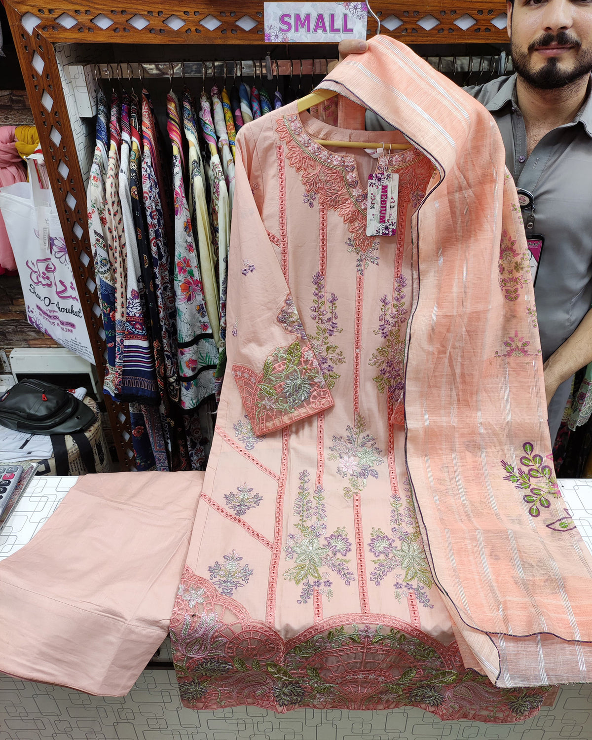 Designer Three Pieces | Sequins Embroidered Shirt | Airjet Lawn