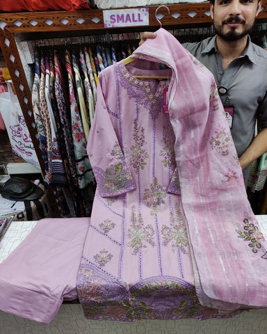 Designer Three Pieces | Sequins Embroidered Shirt | Airjet Lawn