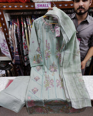Designer Three Pieces | Sequins Embroidered Shirt | Airjet Lawn