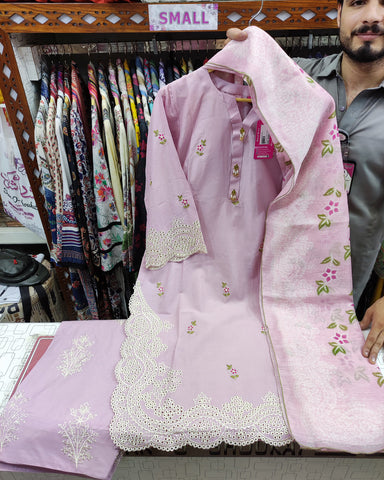 Designer Three Pieces | Schiffli Embroidered | Airjet Lawn