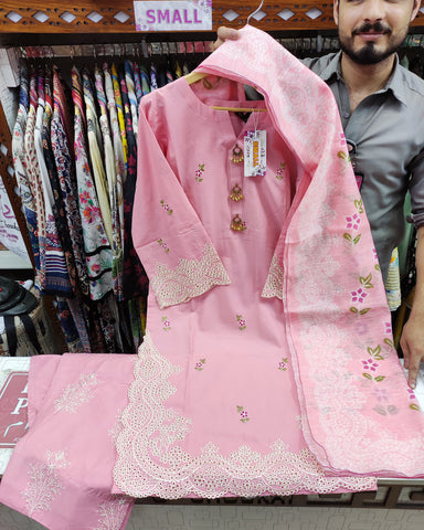Designer Three Pieces | Schiffli Embroidered | Airjet Lawn