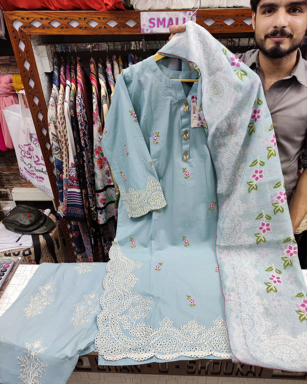 Designer Three Pieces | Schiffli Embroidered | Airjet Lawn