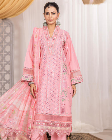 Designer Three Pieces | All Over Schiffli Embroidered | Airjet Lawn