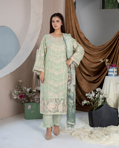 Embroidered Three Piece | Cut Dana - Designer | Luxury Lawn