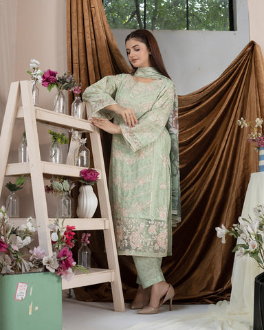 Embroidered Three Piece | Cut Dana - Designer | Luxury Lawn