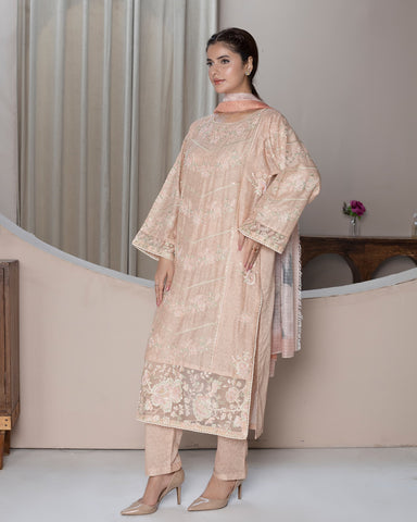 Embroidered Three Piece | Cut Dana - Designer | Luxury Lawn