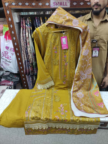 Designer Three Pieces | Dhanak-3D | Winter Dhanak