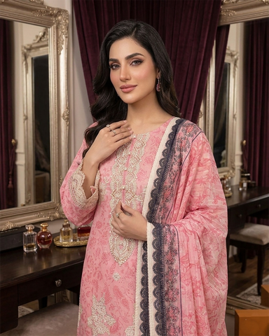 Designer Three Piece | Embroidered - Charbagh | Premium Printed Lawn