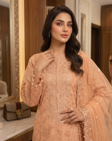 Designer Three Piece | Embroidered - Charbagh | Premium Printed Lawn