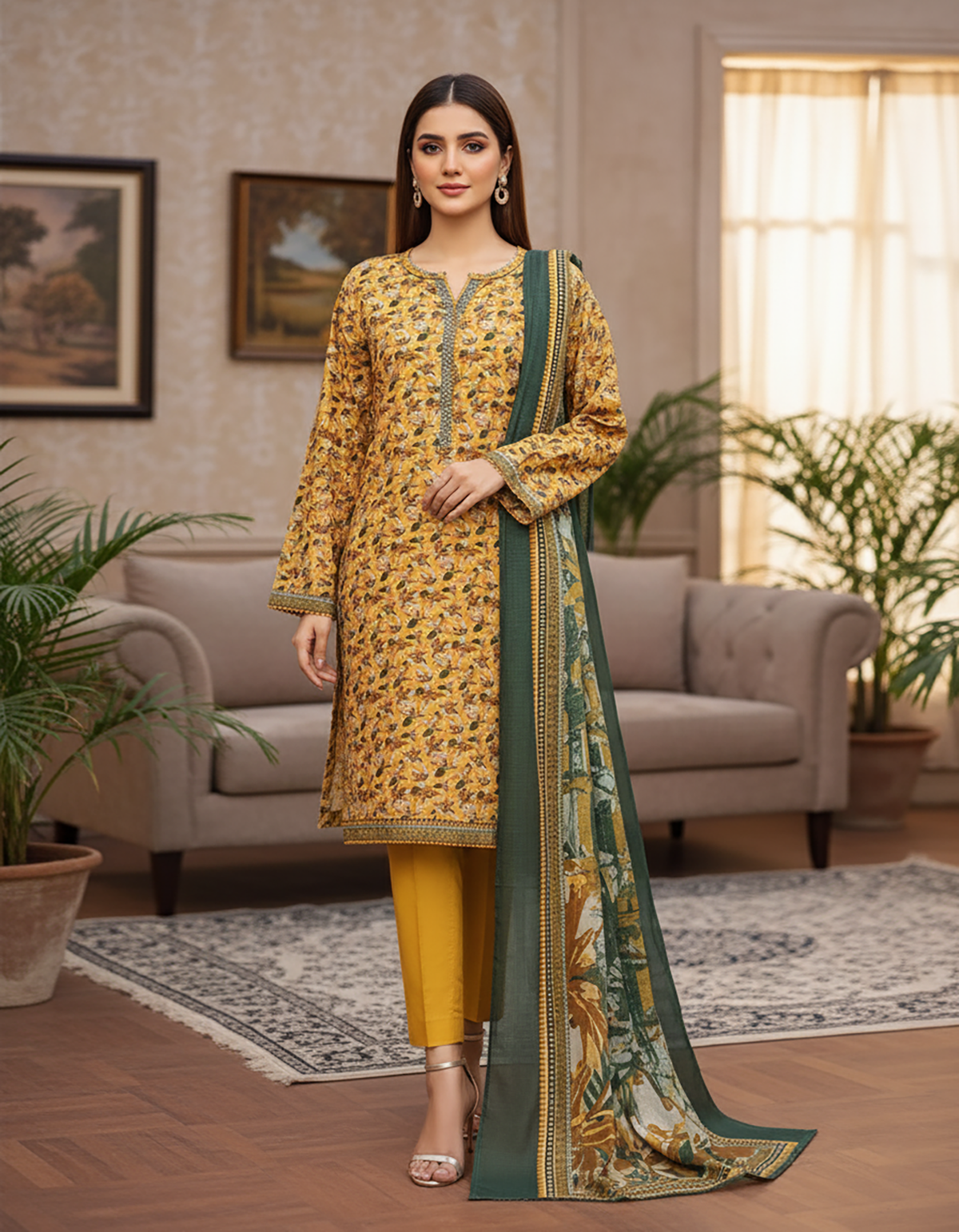 Printed Three Piece | Designer | Premium Khaddar