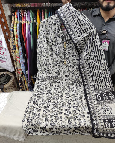 Printed Three Piece | Designer | Premium Khaddar