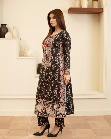 Designer Embroidered Three Piece | Elegant Style | Luxury Winter Cotton