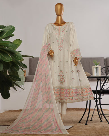 Three Piece | Fancy Embroidered Frock | Premium Jacquard