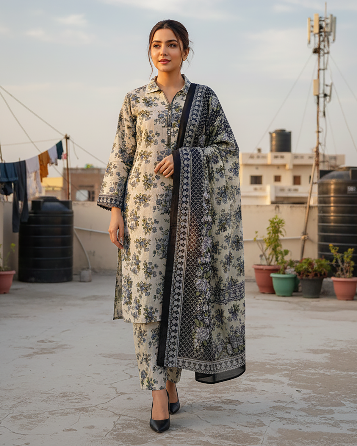 Printed Three Piece | Designer | Premium Khaddar