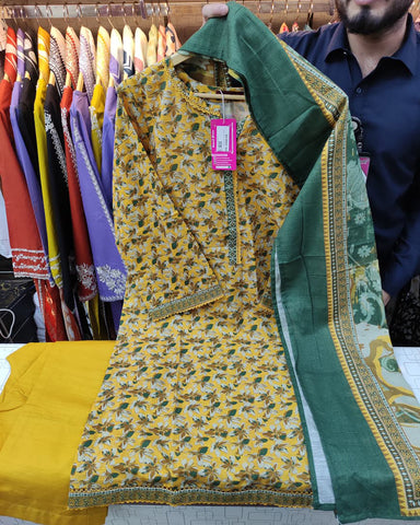 Printed Three Piece | Designer | Premium Khaddar