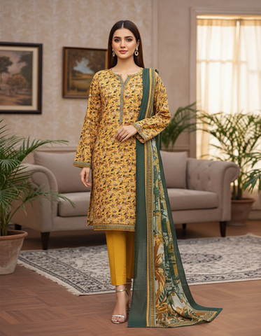 Printed Three Piece | Designer | Premium Khaddar