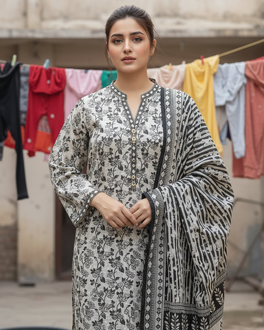Printed Three Piece | Designer | Premium Khaddar