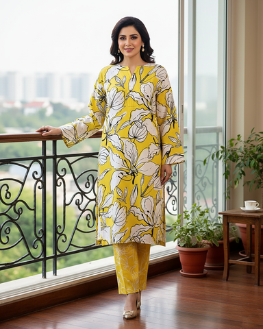 Designer Embroidered Two Piece | Florence | Linen