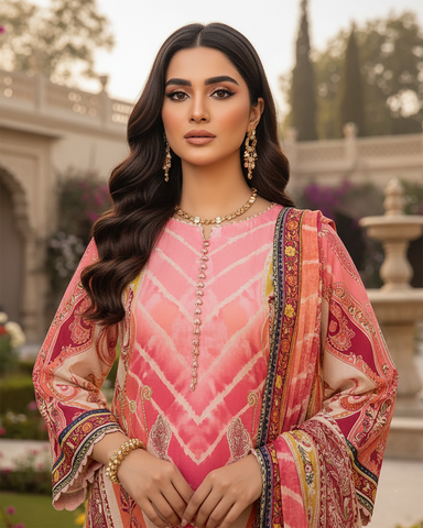 Digital Printed Three Piece | Long A/Line Shirt | Premium Lawn