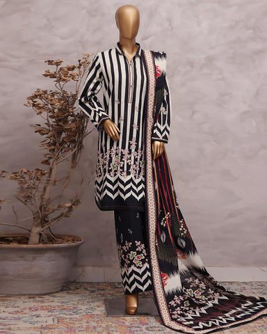 Digital Printed Three Piece | Designer "Hamna" | Soft Khaddar