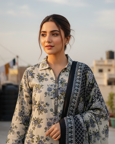 Printed Three Piece | Designer | Premium Khaddar