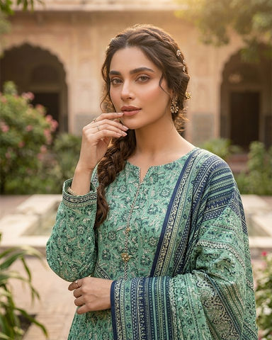 Printed Three Piece | Desginer Long Frock - Areej Casual | Premium Lawn
