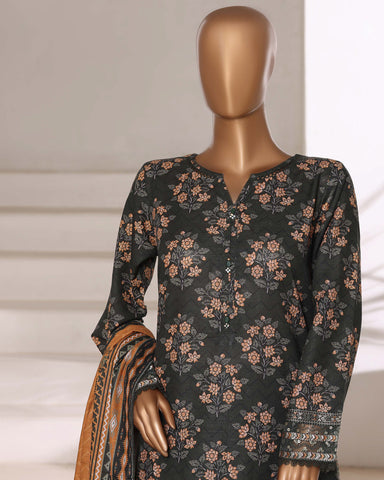 Embroidered Three Piece | Designer Printed - Malika | Winter Khaddar