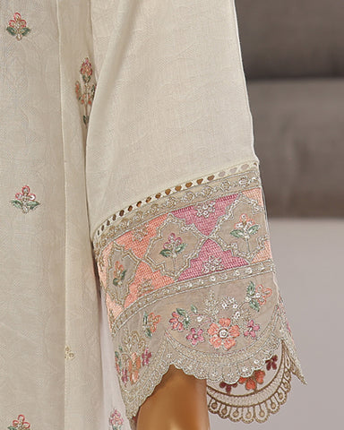 Three Piece | Fancy Embroidered Frock | Premium Jacquard