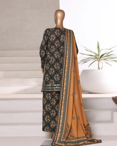 Embroidered Three Piece | Designer Printed - Malika | Winter Khaddar