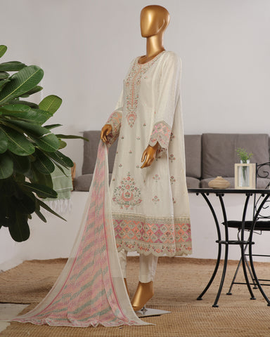 Three Piece | Fancy Embroidered Frock | Premium Jacquard