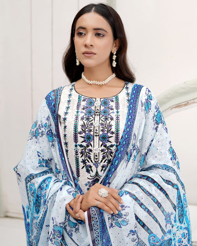 Designer Three Piece | Digital Printed Embroidered | Premium Khaddar