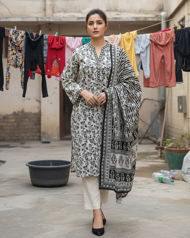 Printed Three Piece | Designer | Premium Khaddar