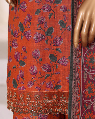 Embroidered Three Piece | Designer Printed - Malika | Winter Khaddar