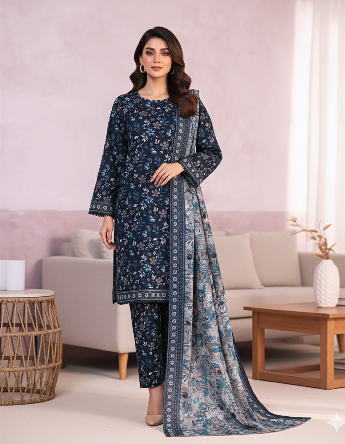 Printed Three Piece | Designer | Premium Khaddar
