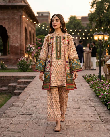Designer Two Piece | Printed Co-Ord Set - Alyssa Gown | Premium Lawn