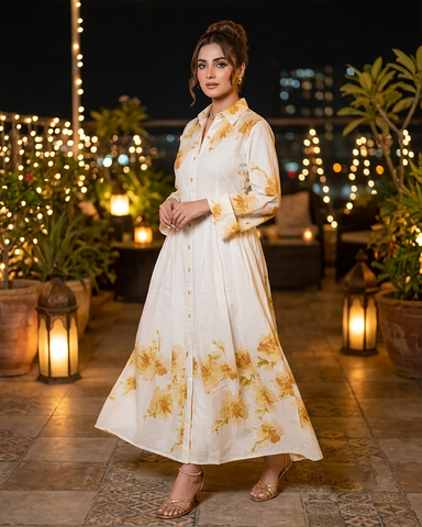 Designer Long Maxis | Printed Floral - Hania Series | Premium Lawn