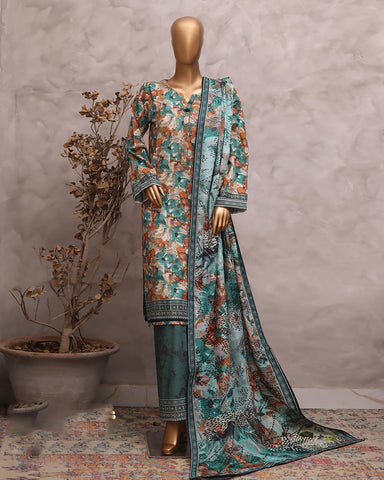 Digital Printed Three Piece | Designer "Hamna" | Soft Khaddar