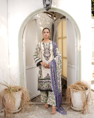 Designer Three Piece | Digital Printed Embroidered | Premium Khaddar